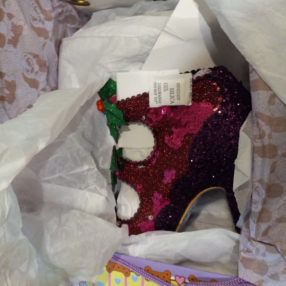 New PURPLE GLITTER, SEQUINS HEELS, HOLLY JOLLY, IRREGULAR CHOICE, size 10/11, 42 - Picture 5 of 9